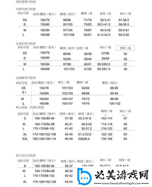 买衣服欧码和美码对照表
